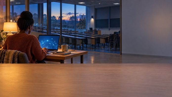 Empty lecture hall and adult distance learner, two faces of African higher education